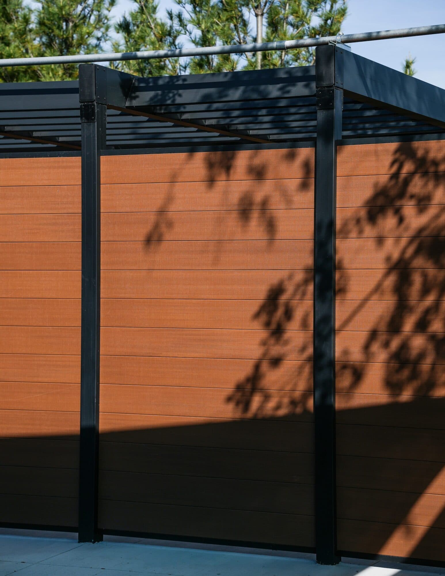 Perimtec aluminum fence panels showing straight runs and clean perimeter alignment.