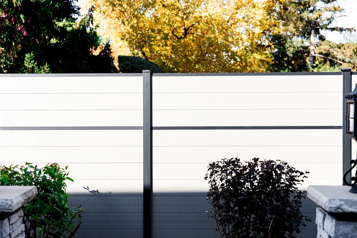 Perimtec aluminum fence panel gate integration with coordinated opening hardware.