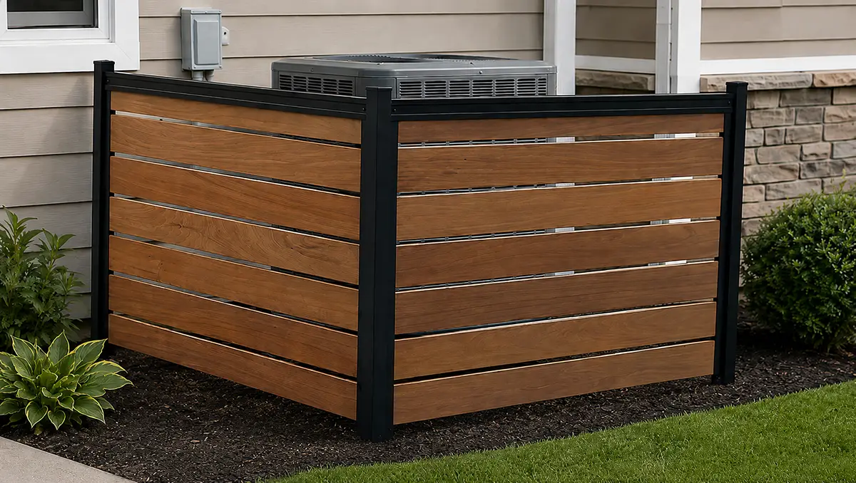 Ambara slatted privacy fence screening outdoor equipment