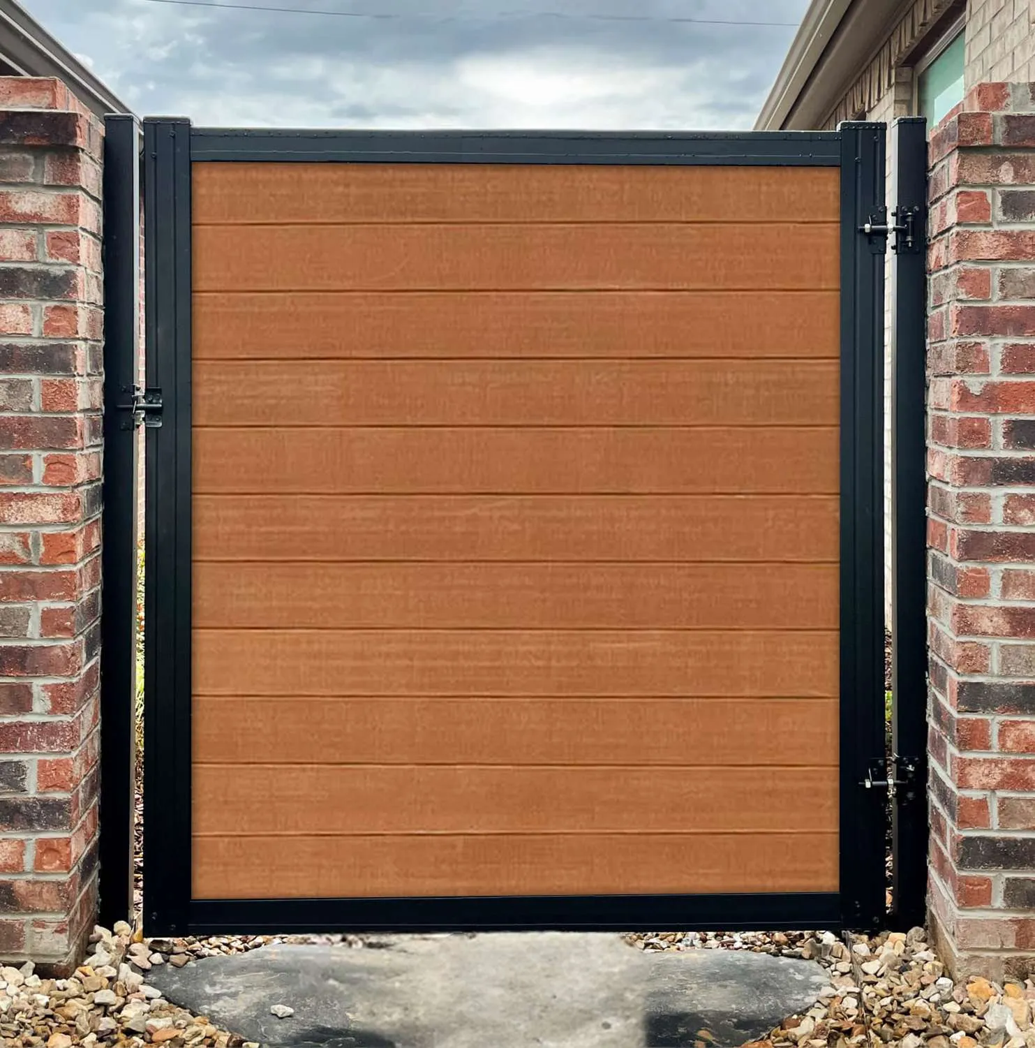 Framed Perimtec gate with horizontal infill.