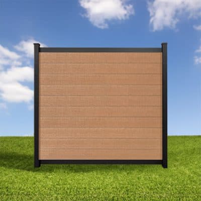 Perimtec aluminum-frame privacy fence with composite infill