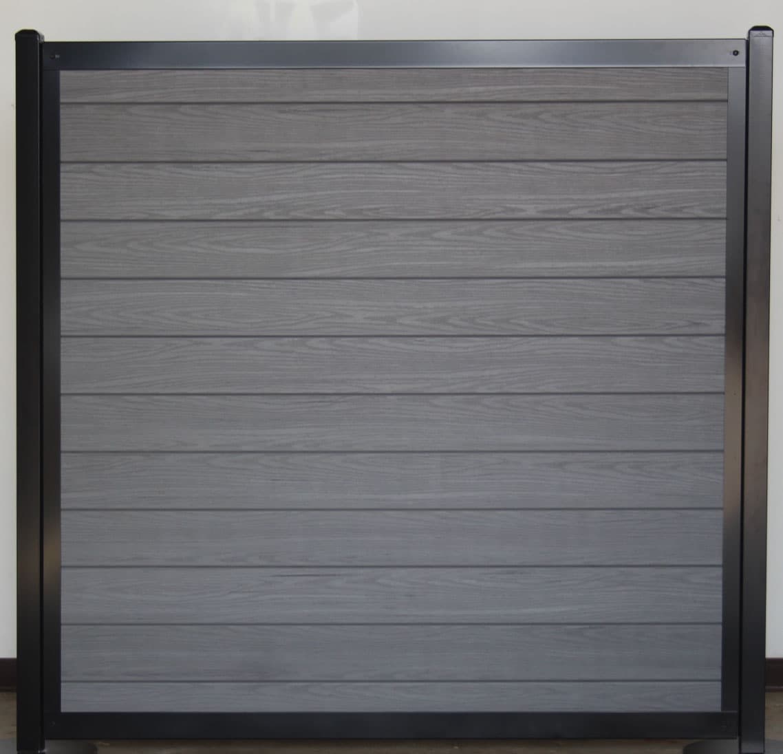 Perimtec black Steel Frame privacy fence section with composite infill