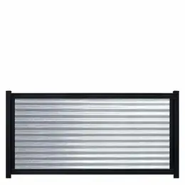 Perimtec Steel Frame with Galvalume Designer Metal infill, horizontal orientation, 4 ft high × 8 ft wide example