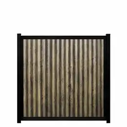 Perimtec Steel Frame with Dark Wood Designer Metal infill, vertical orientation, 6 ft high × 6 ft wide example