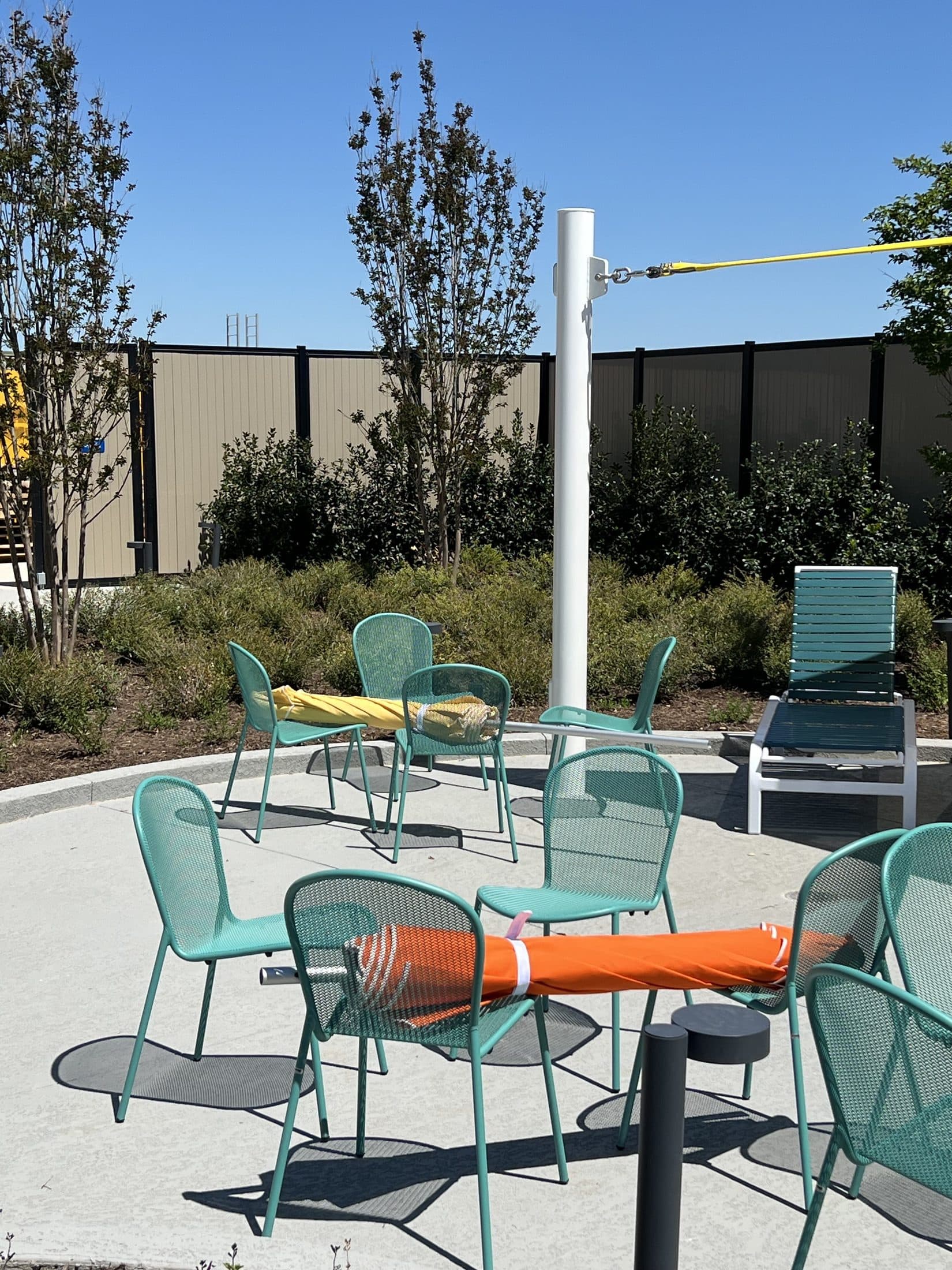 Vertical vinyl commercial pool fence at Paramount Kids Hotel.