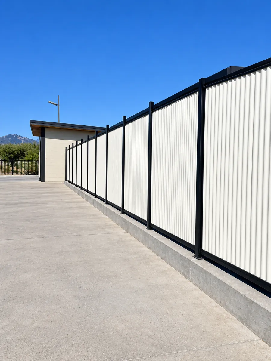 Black steel frame with white corrugated metal panels enclosing a commercial music venue.